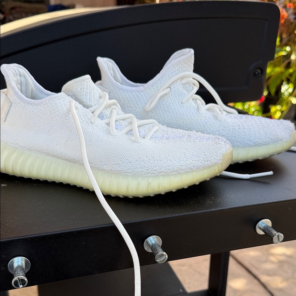 adidas Men's White Knit Sneakers with Off-White Sole
